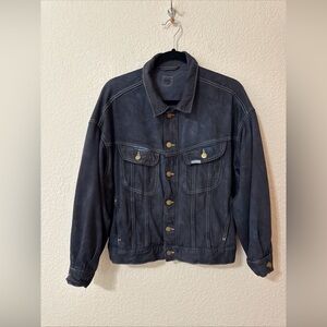 Lee Jeans H&M Denim Jacket Womens Tie Dye Black Casual Western Trucker Sz M Boxy